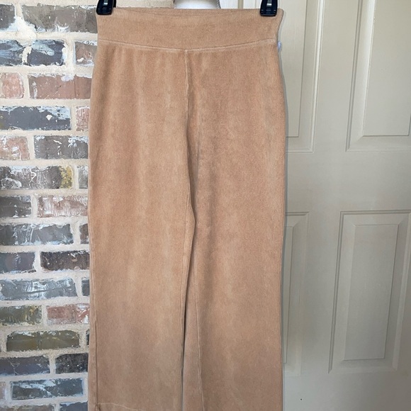 Lands End Tan Starfish Corded Velour Pants Elastic Waist Soft Flare Stretch XS - Picture 4 of 11